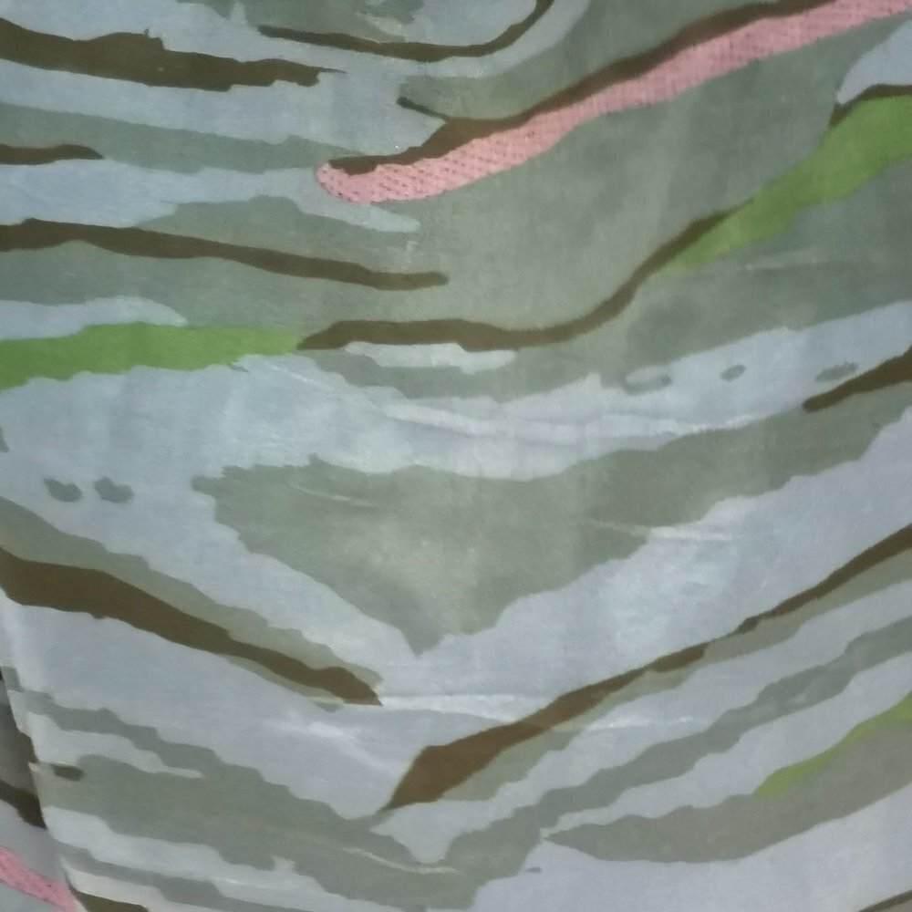Y2K Vintage Preen Blue Pink Camouflage Print Georgette Silk Patchwork tshirt top - Picture 5 of 11